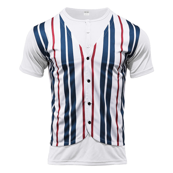 Herren Kurzarm-Henley-Shirt mit gestreiftem Design und modernem Schnitt Aliams