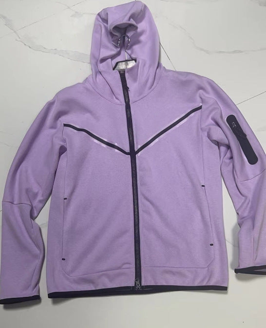 Herren sportliche Fleecejacke mit verstellbarem Kapuzenkragen und funktionalen Reißverschlusstaschen Aliams