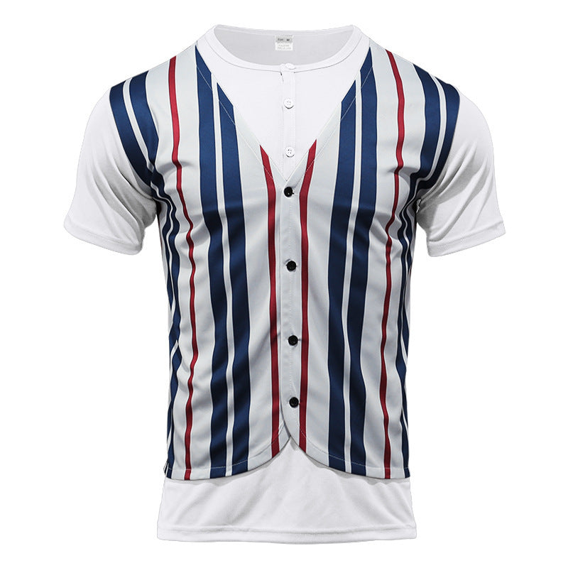 Herren Sportliches Kurzarmhemd im Retro-Streifen-Design Aliams