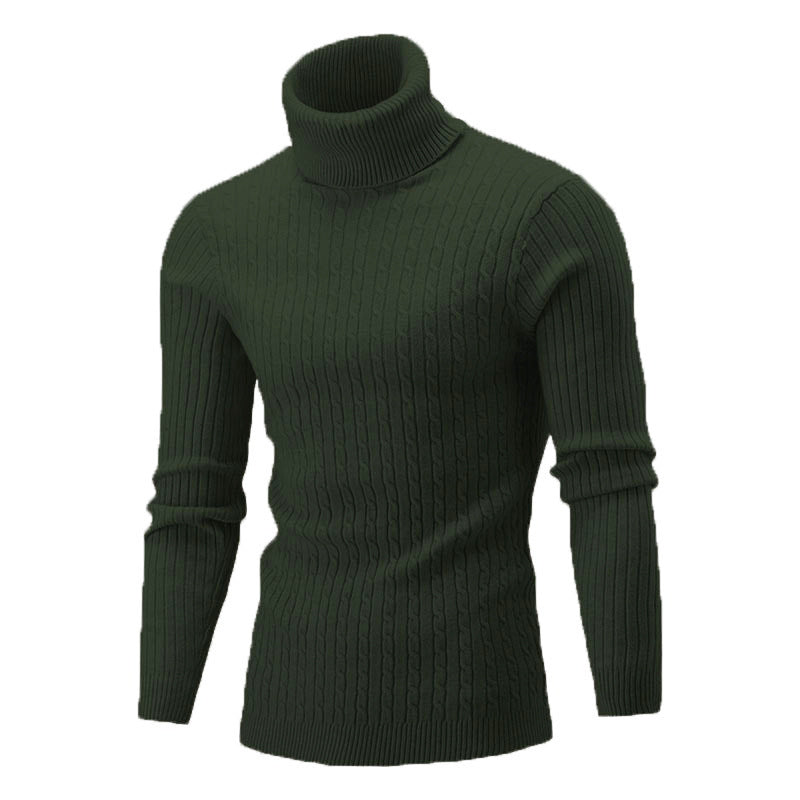 Herren Eleganter Strickpullover mit Stehkragen und feinem Zopfmuster Aliams