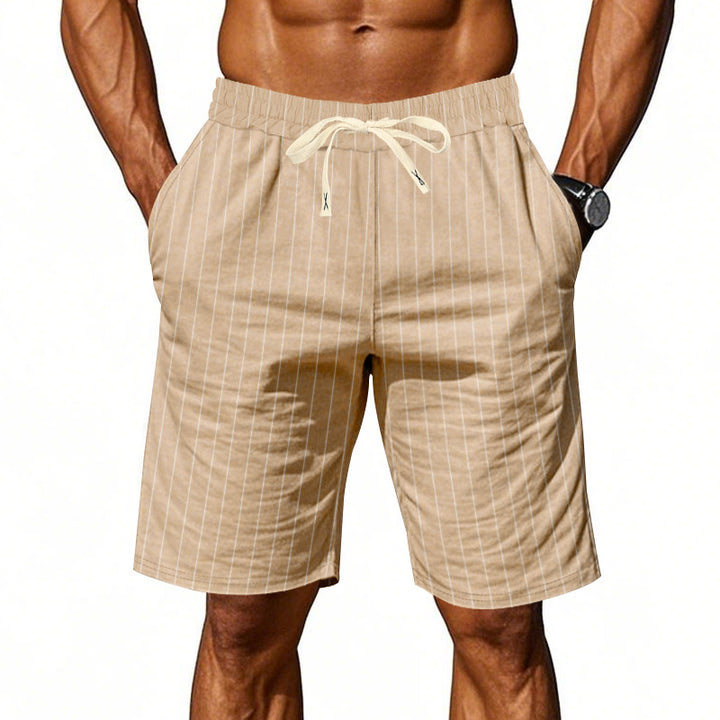 Herren Strandshorts mit vertikalem Streifenmuster und elastischem Kordelzug Aliams
