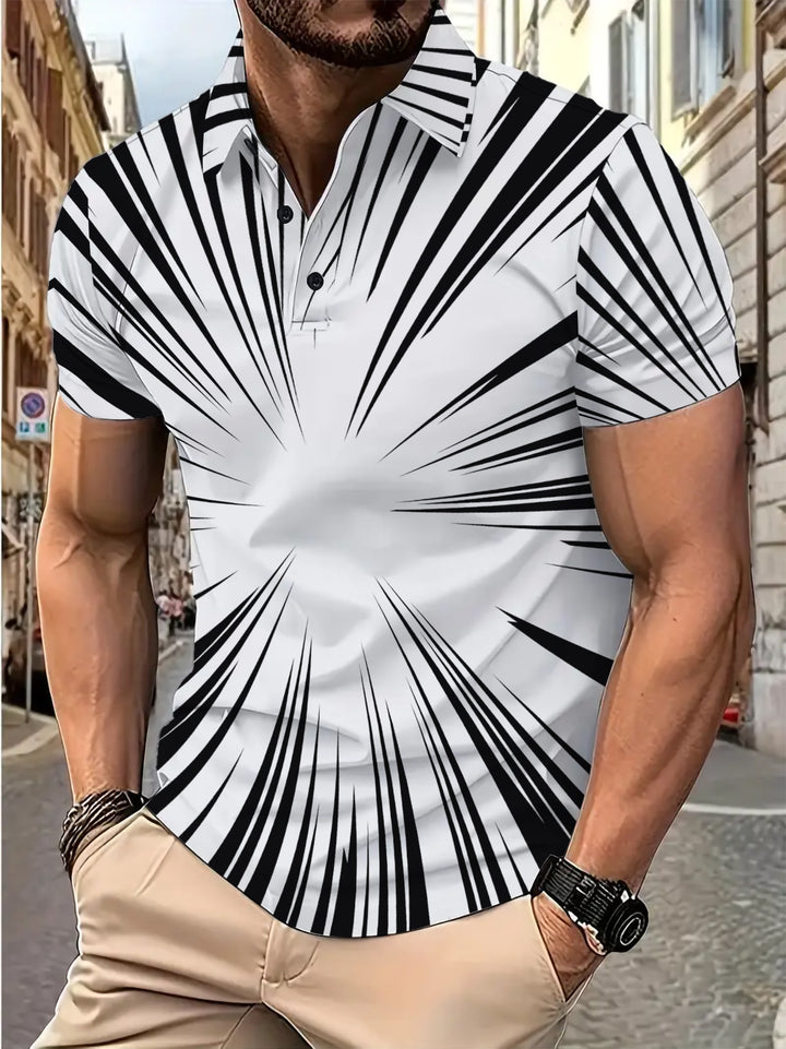 Herren Kurzarm Poloshirt mit dynamischem Strichdesign Aliams