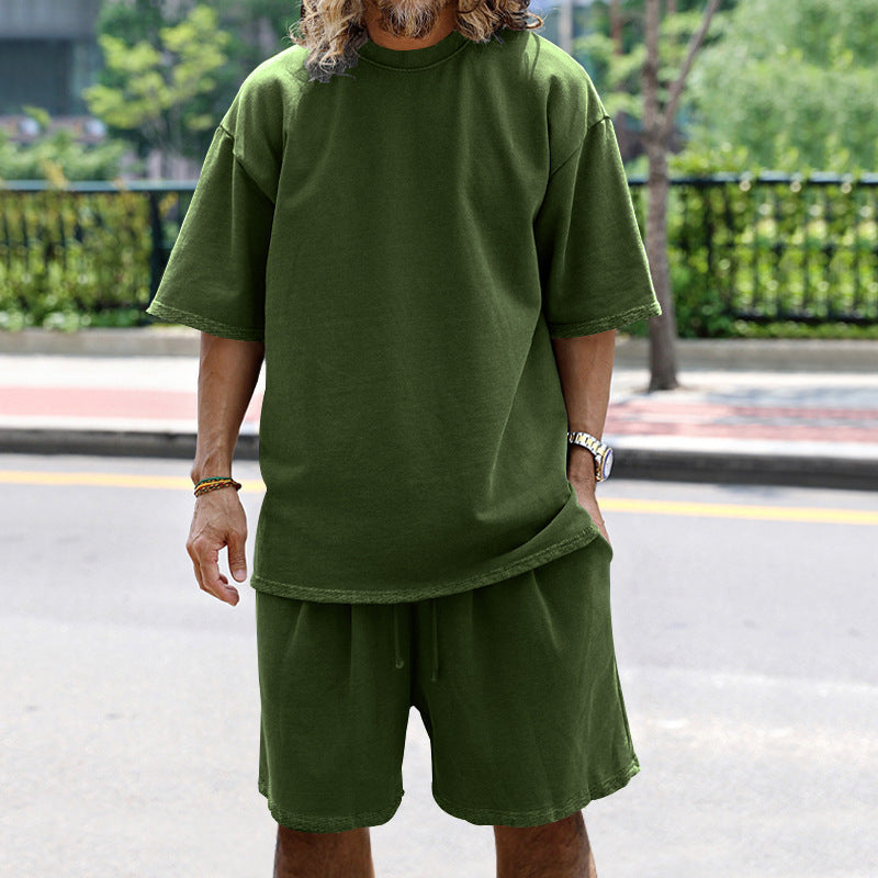 Herren Bequemer Freizeitanzug mit lässigem T-Shirt und Shorts Aliams