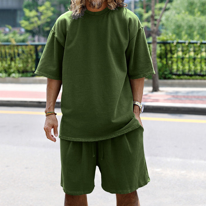 Herren Bequemer Freizeitanzug mit lässigem T-Shirt und Shorts Aliams