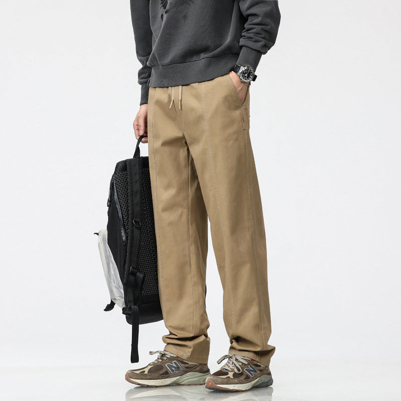 Herren bequeme Freizeit-Hose mit elastischem Bund und seitlichen Eingrifftaschen Aliams