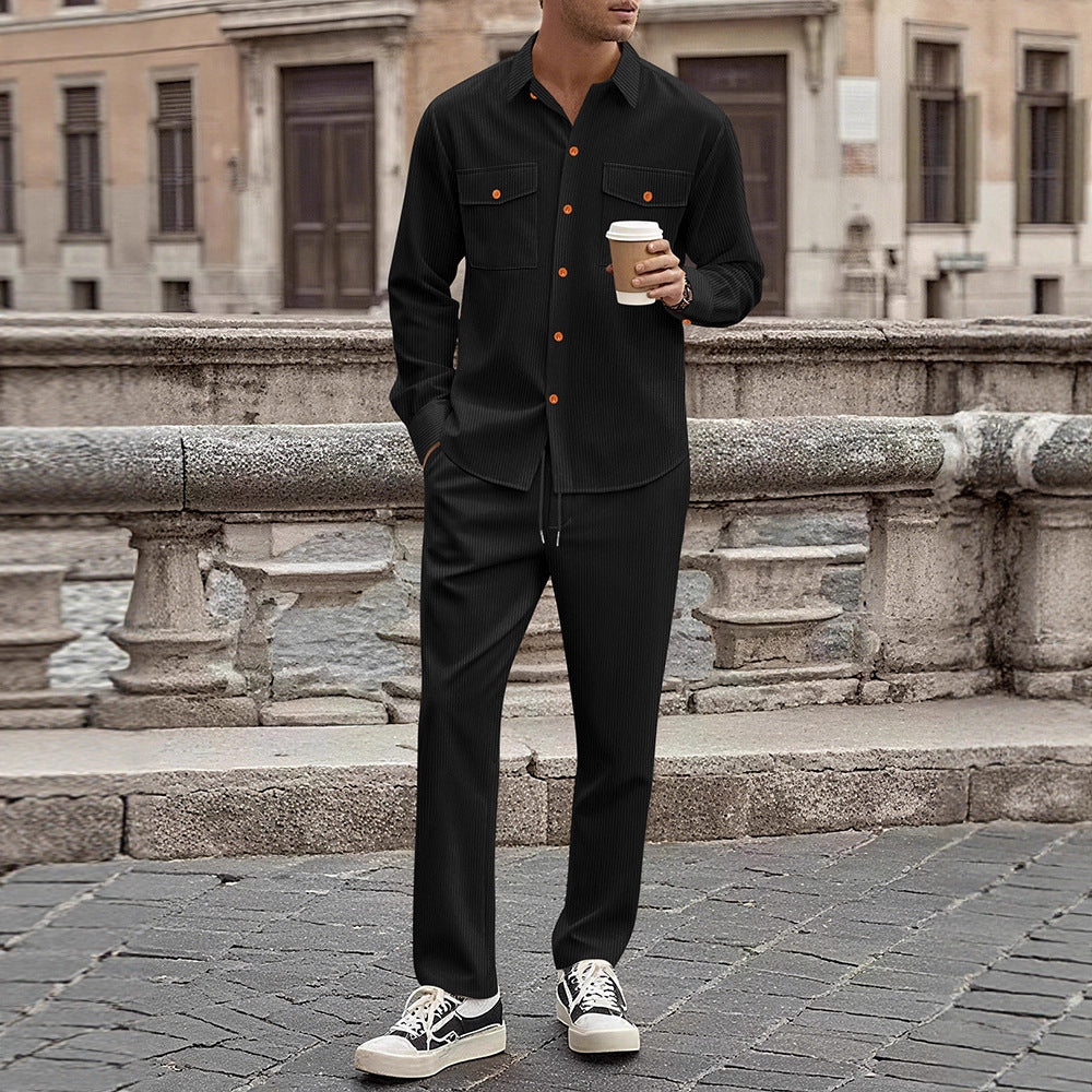 Herren gestreiftes Freizeit-Anzugset mit modischen Details Aliams