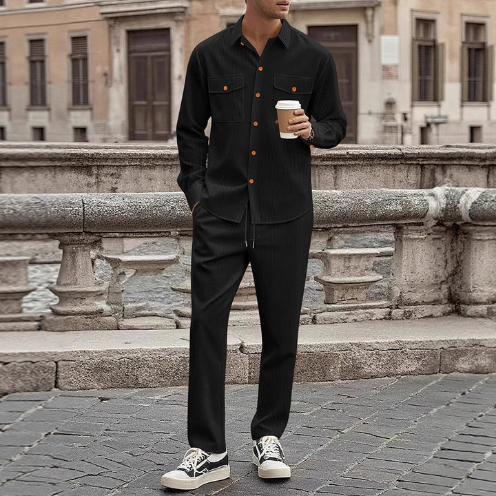 Herren gestreiftes Freizeit-Anzugset mit modischen Details Aliams