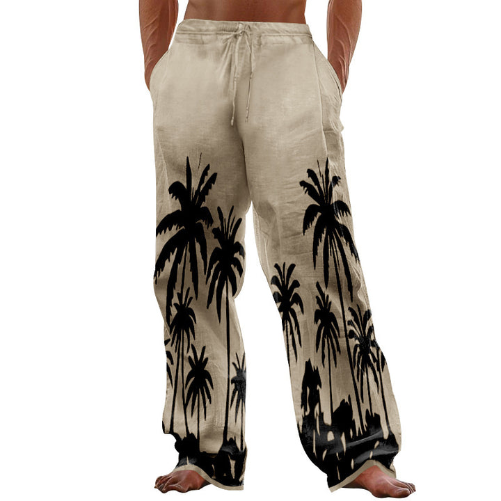 Herren entspannte Strandhose mit Palmenmotiv Aliams