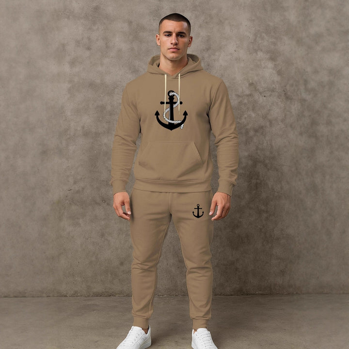 Herren Hoodie- und Jogginghose-Set mit maritimem Ankerdesign Aliams