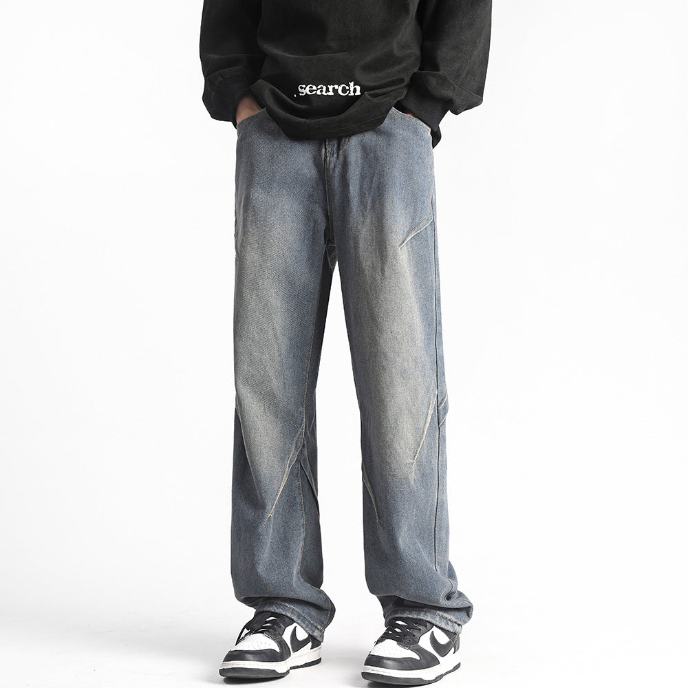 Herren weite Jeanshose mit einzigartigen Steppdetails Aliams