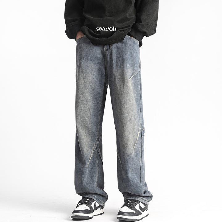 Herren weite Jeanshose mit einzigartigen Steppdetails Aliams