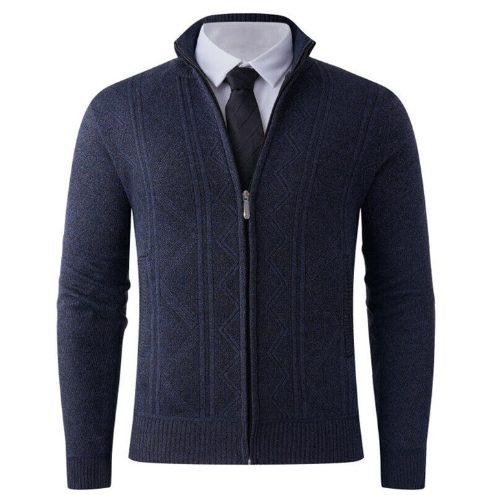 Herren Strickjacke mit modernem Zipper und strukturiertem Design Aliams