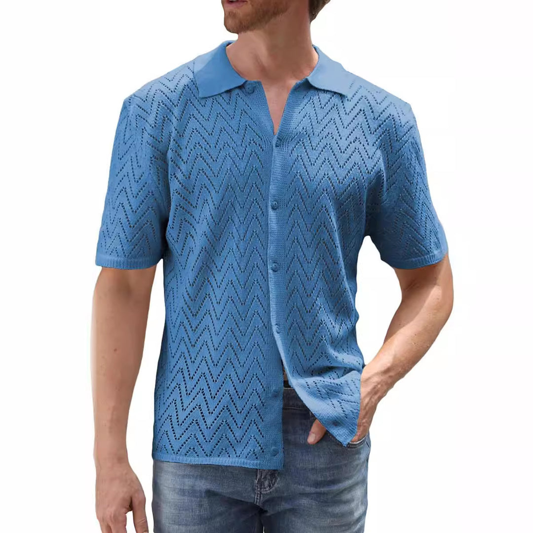 Herren Kurzarm Strickshirt Aliams