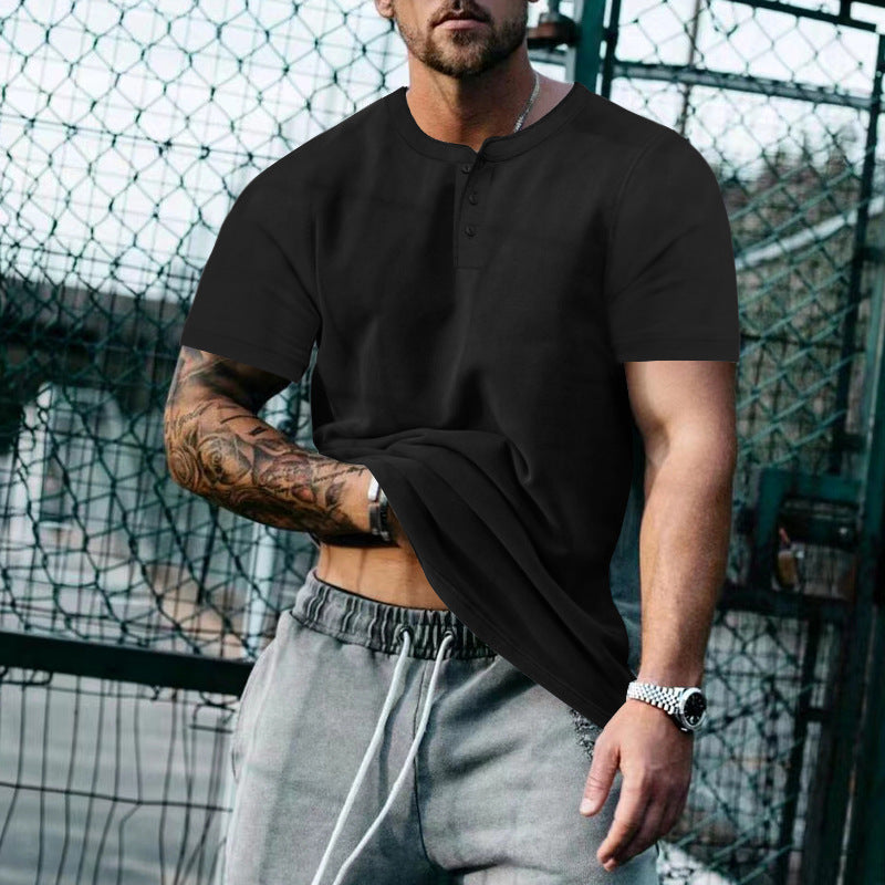 Herren Kurzarm-Hemd mit Knopfleiste und lässigem Schnitt Aliams