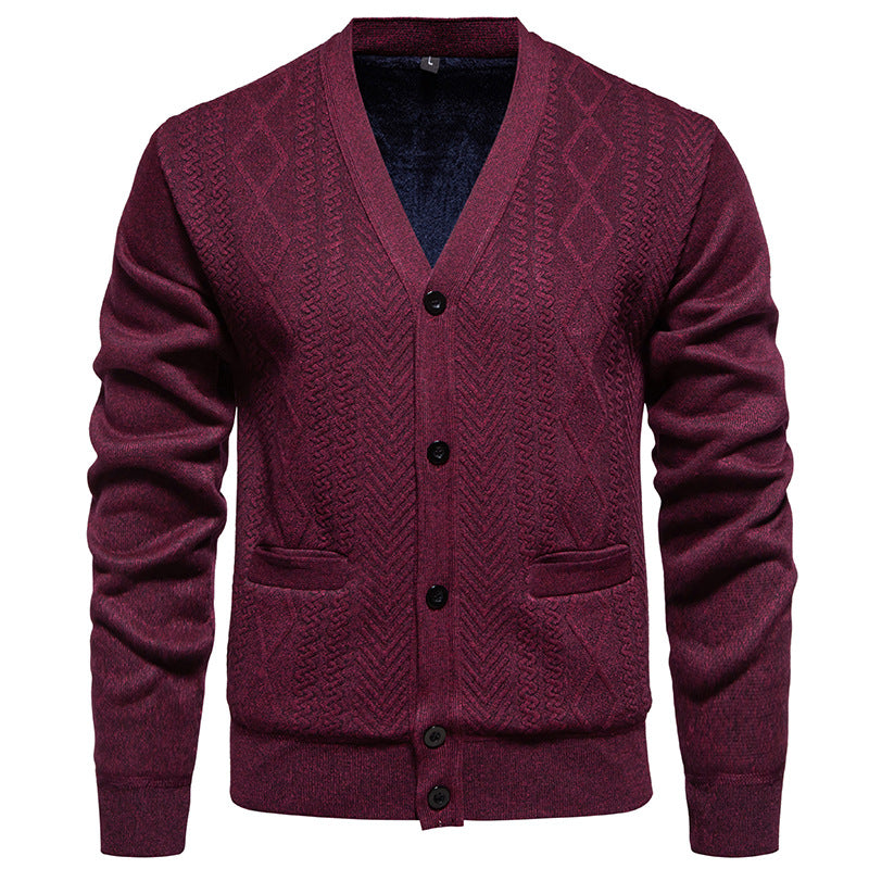 Herren klassische Strickjacke mit strukturiertem Design und praktischen Taschen Aliams