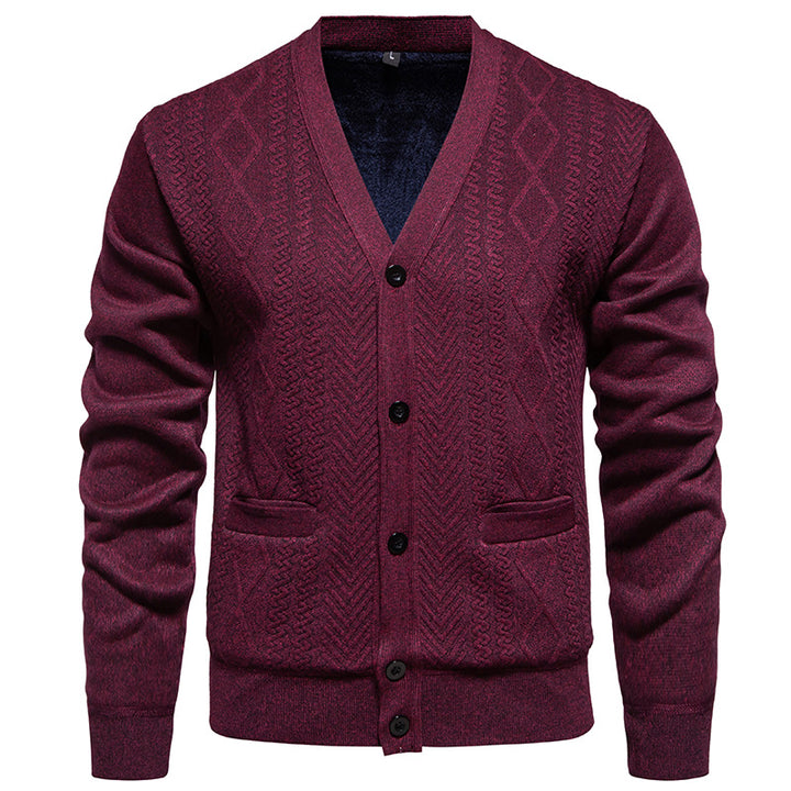 Herren klassische Strickjacke mit strukturiertem Design und praktischen Taschen Aliams