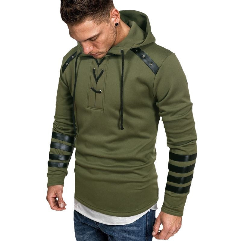 Herren Hoodie mit Kunstleder-Details Aliams