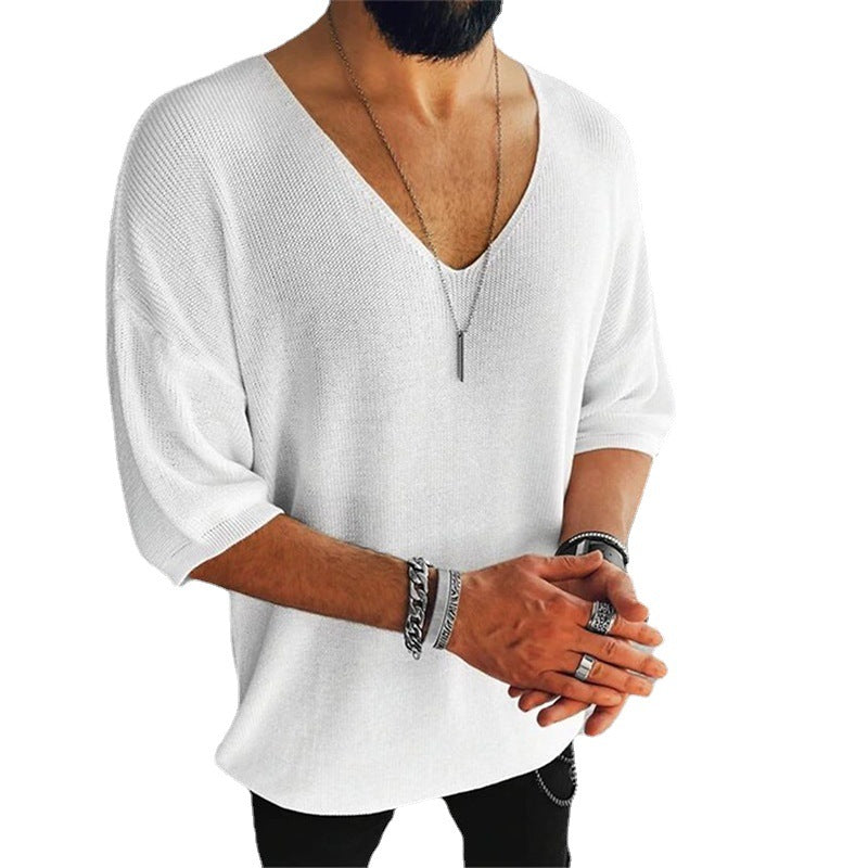 Herren Übergröße V-Ausschnitt Pullover Aliams