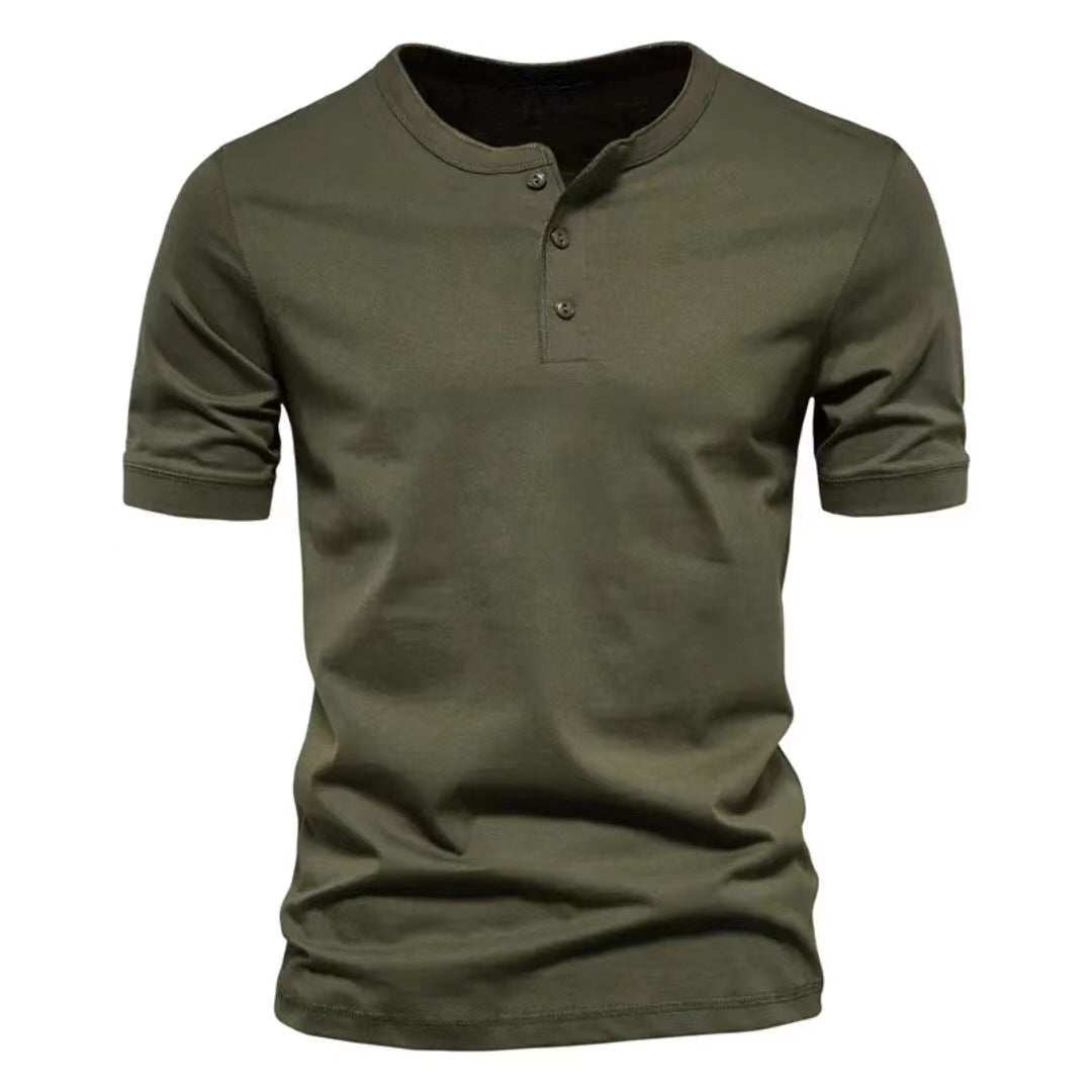Herren Kurzarm-Henley-Shirt mit praktischer Knopfleiste und bequemer Passform Aliams