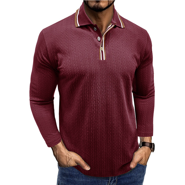Herren Elegantes Langarm-Polohemd mit Details Aliams