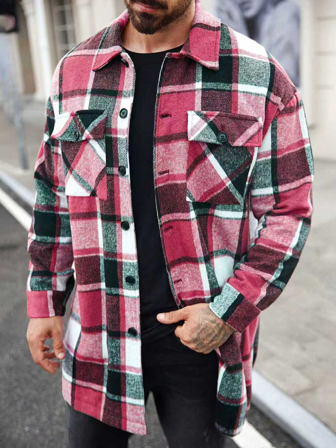 Herren Flanellhemdjacke im karierter Design mit praktischen Taschen Aliams