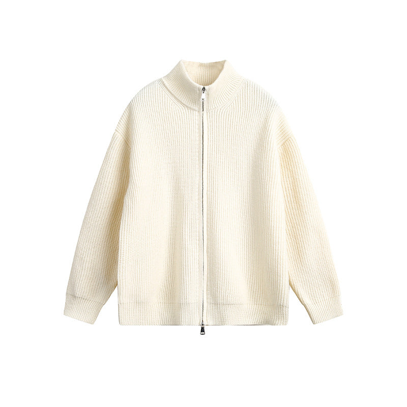 Herren Grobstrickjacke mit hohem Kragen und durchgehendem Reißverschluss Aliams