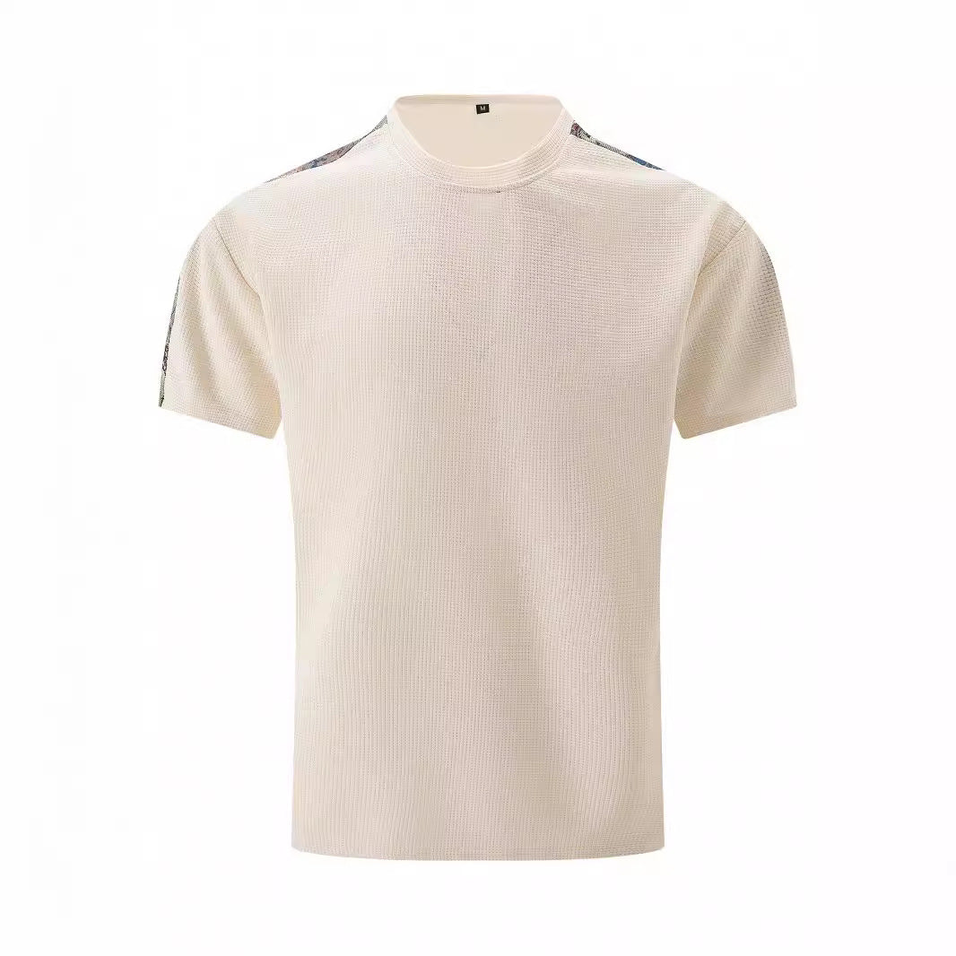 Herren atmungsaktives Kurzarm-T-Shirt mit strukturiertem Design und modernen Akzenten Aliams