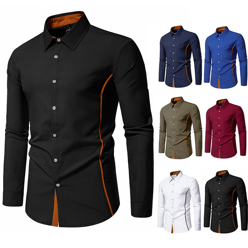 Herren elegantes Langarmhemd mit Kontrastakzenten Aliams