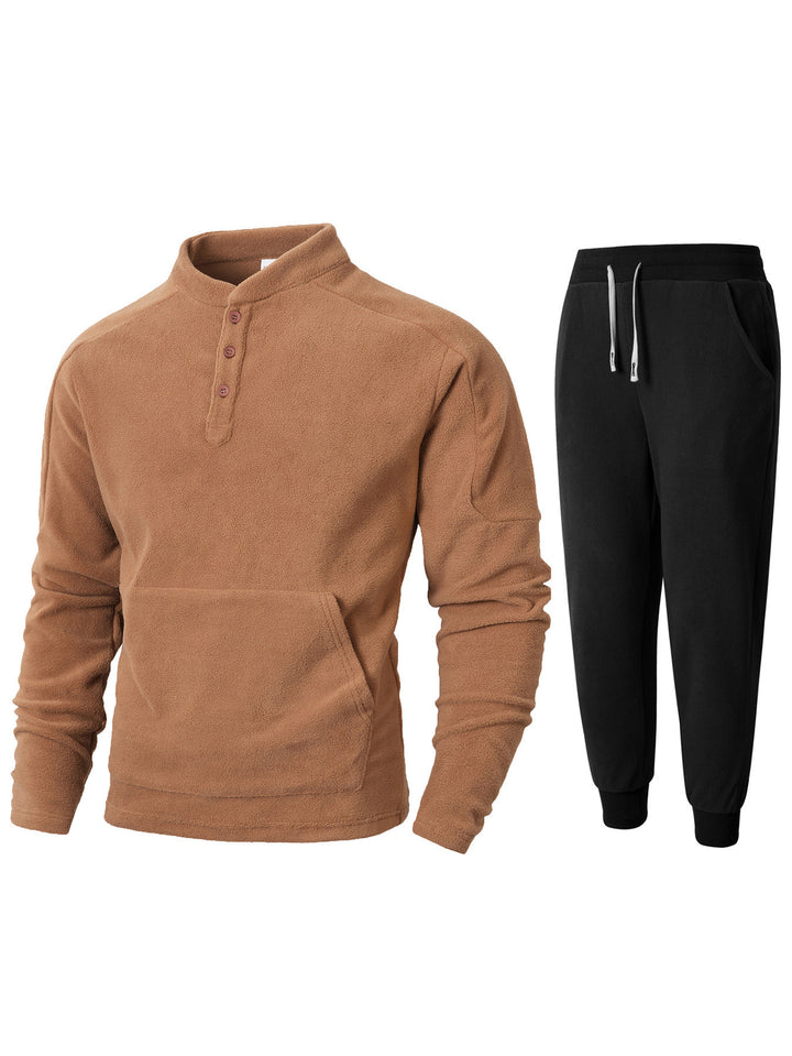 Herren Fleece-Sweatshirt mit hochschließendem Kragen und praktischen Seitentaschen Aliams