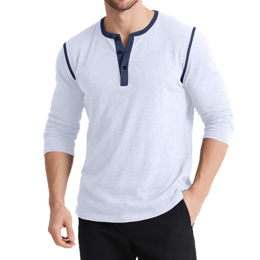Herren sportliches Longsleeve Oberteil mit Knopfleiste Aliams