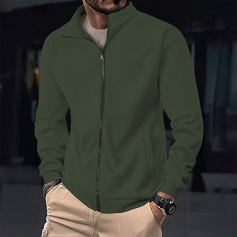 Herren Stylische Jacke mit Reißverschluss und hohem Kragen Aliams