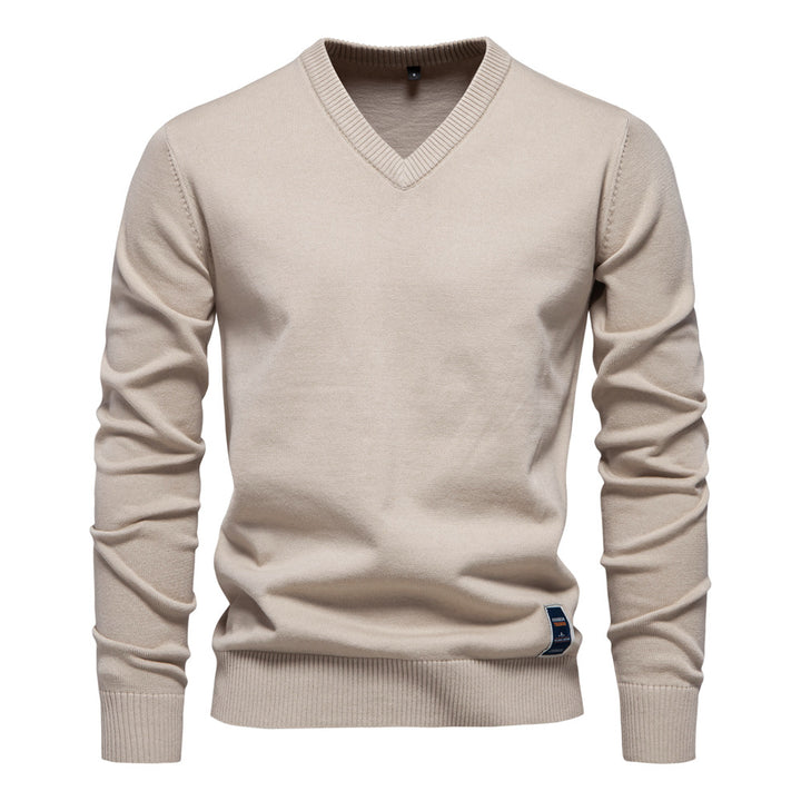 Herren Strickpullover mit V-Ausschnitt und feiner Textur Aliams