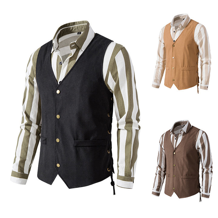 Herren elegante Weste mit feinem Stoff und praktischen Taschen Aliams