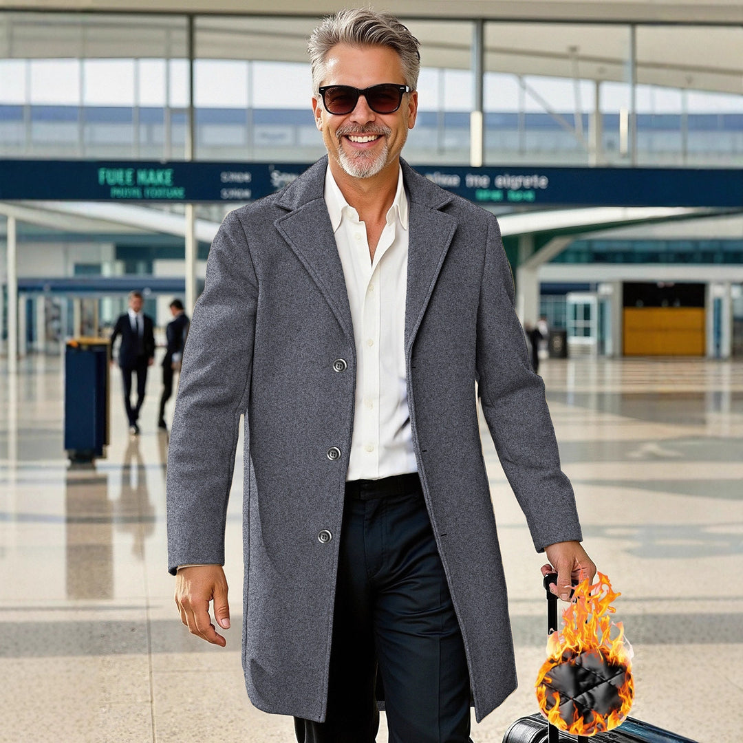 Herren eleganter, taillierter Business-Doppelreiher Mantel Aliams