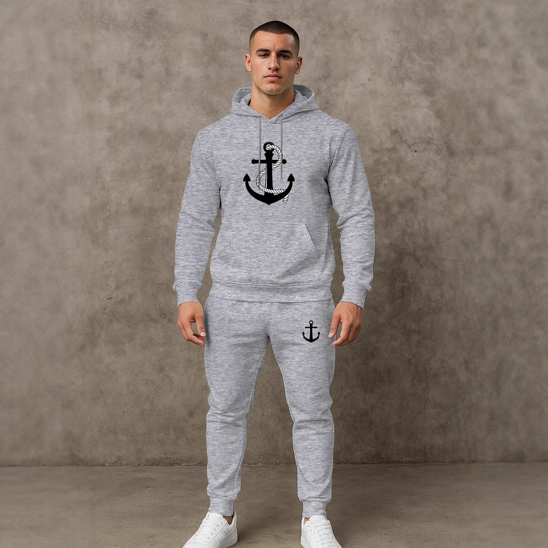 Herren Hoodie- und Jogginghose-Set mit maritimem Ankerdesign Aliams