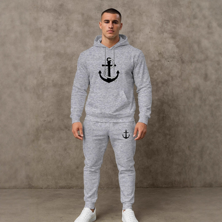 Herren Hoodie- und Jogginghose-Set mit maritimem Ankerdesign Aliams