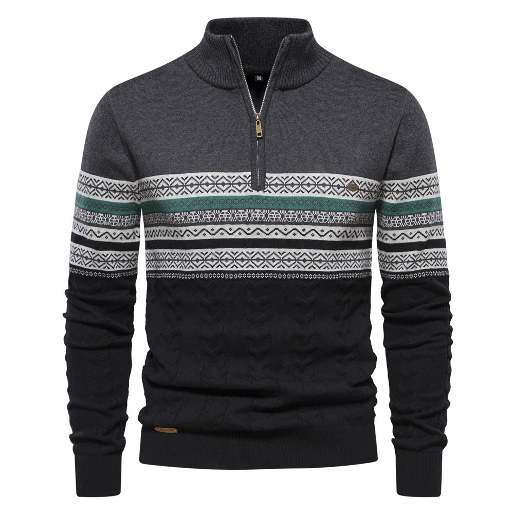 Herren Pullover mit modernem Zipper und attraktiven Farbmustern Aliams