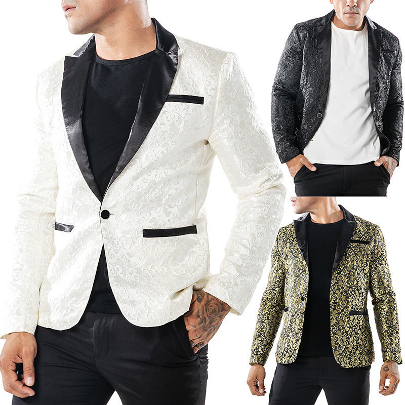 Herren eleganter Pailletten-Brokatblazer Aliams