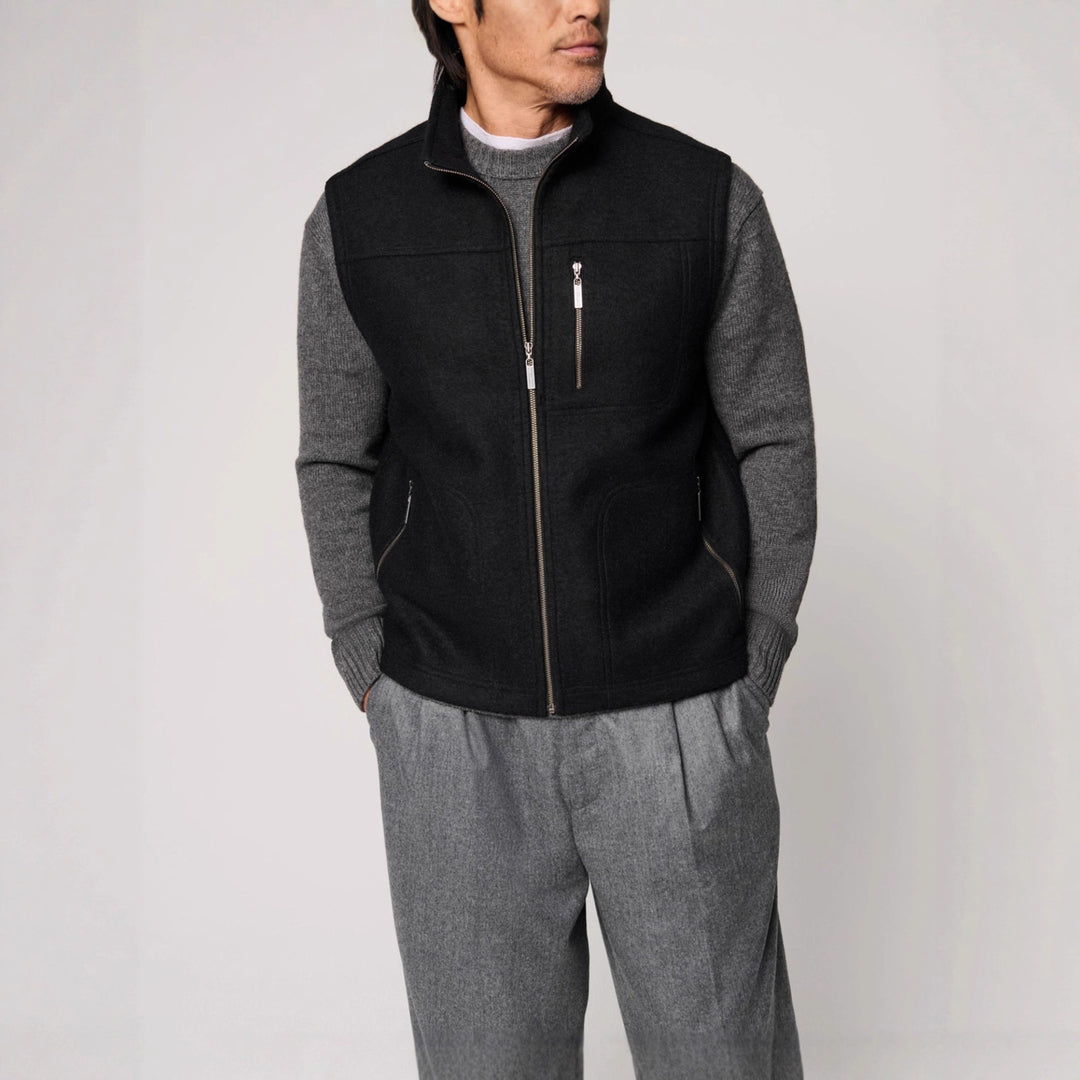 Herren robuste Weste aus hochwertiger Wolle mit zwei praktischen Taschen Aliams