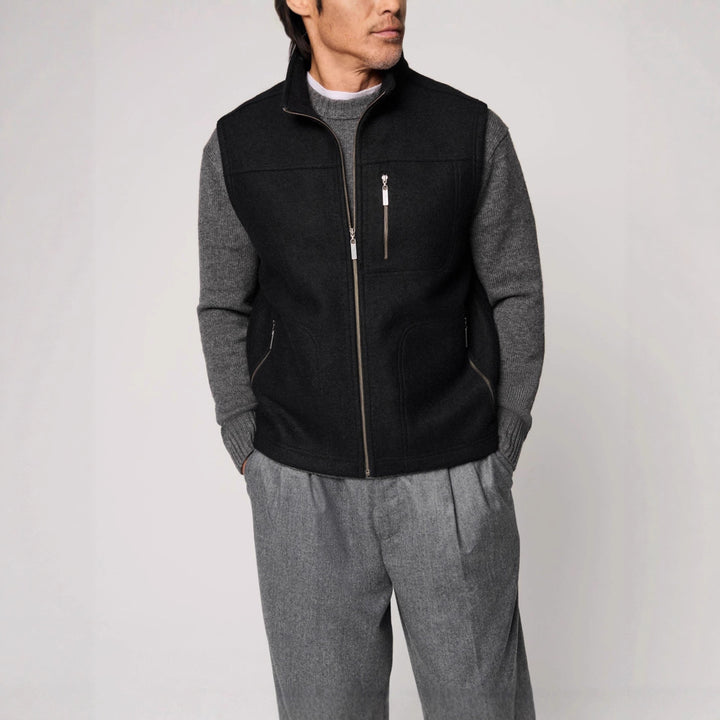 Herren robuste Weste aus hochwertiger Wolle mit zwei praktischen Taschen Aliams