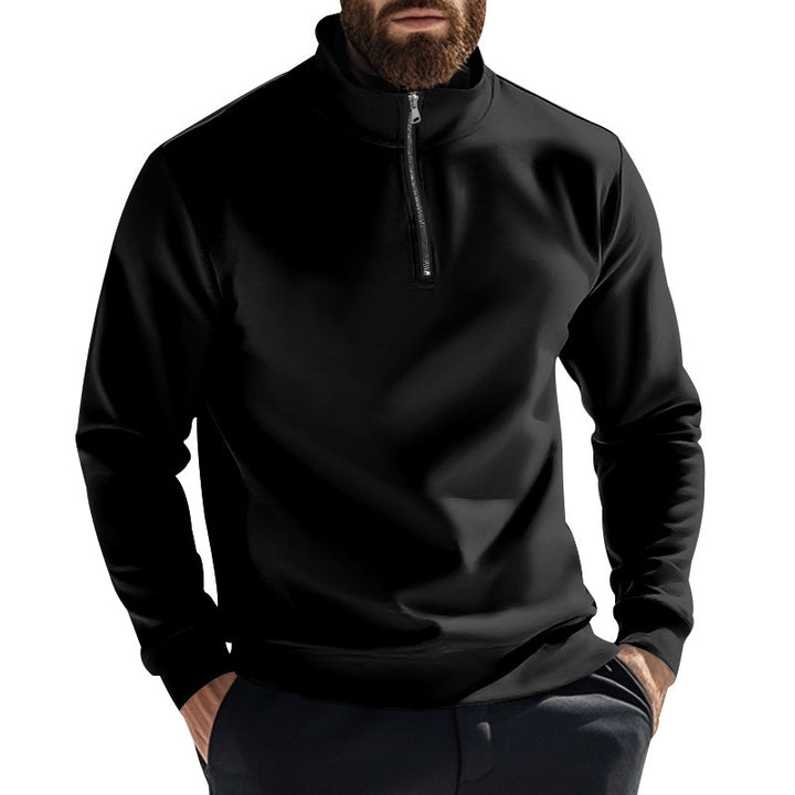 Herren Fleece-Pullover mit hohem Kragen und halbem Reißverschluss Aliams