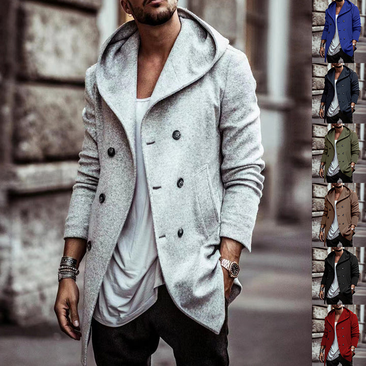Herren eleganter Mantel mit Kapuze Aliams
