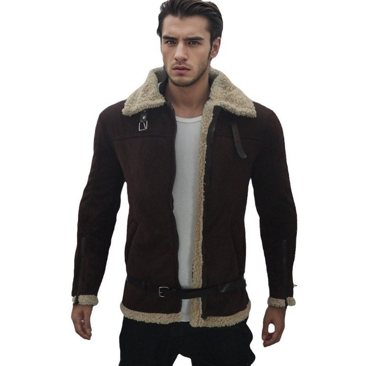 Herren Shearling-Lederjacke mit modernem Design und warmem Futter Aliams
