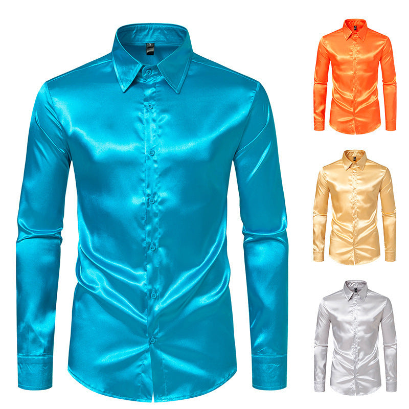 Herren Elegantes und glänzendes Langarmhemd mit innovativer Textur Aliams