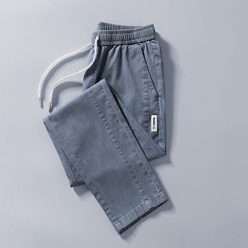 Herren bequeme Chinohose mit verstellbarem Bund und seitlichen Taschen Aliams