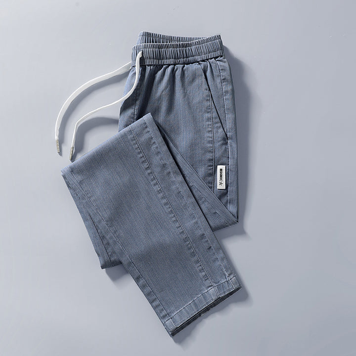 Herren bequeme Chinohose mit verstellbarem Bund und seitlichen Taschen Aliams