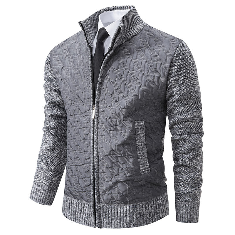 Herren stylische Steppjacke mit strukturiertem Obermaterial und hohem Kragen Aliams