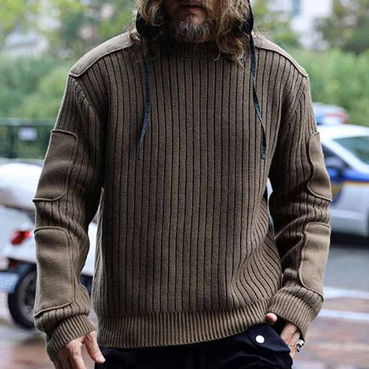 Herren Strickpullover mit Struktur und Kapuze Aliams