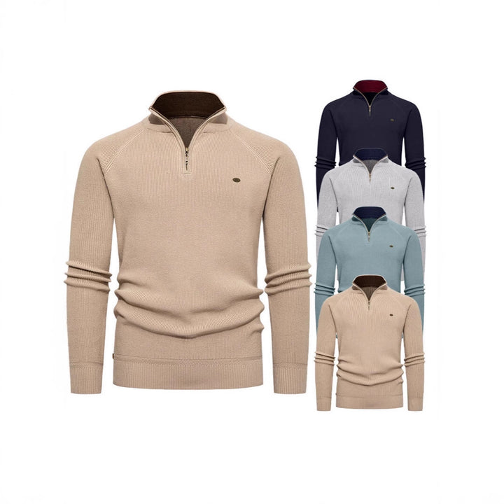 Herren Strickpullover mit Stehkragen und Reißverschluss Aliams