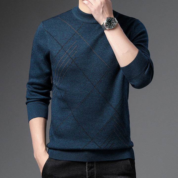 Herren feiner Rollkragenpullover mit modernem Karomuster Aliams